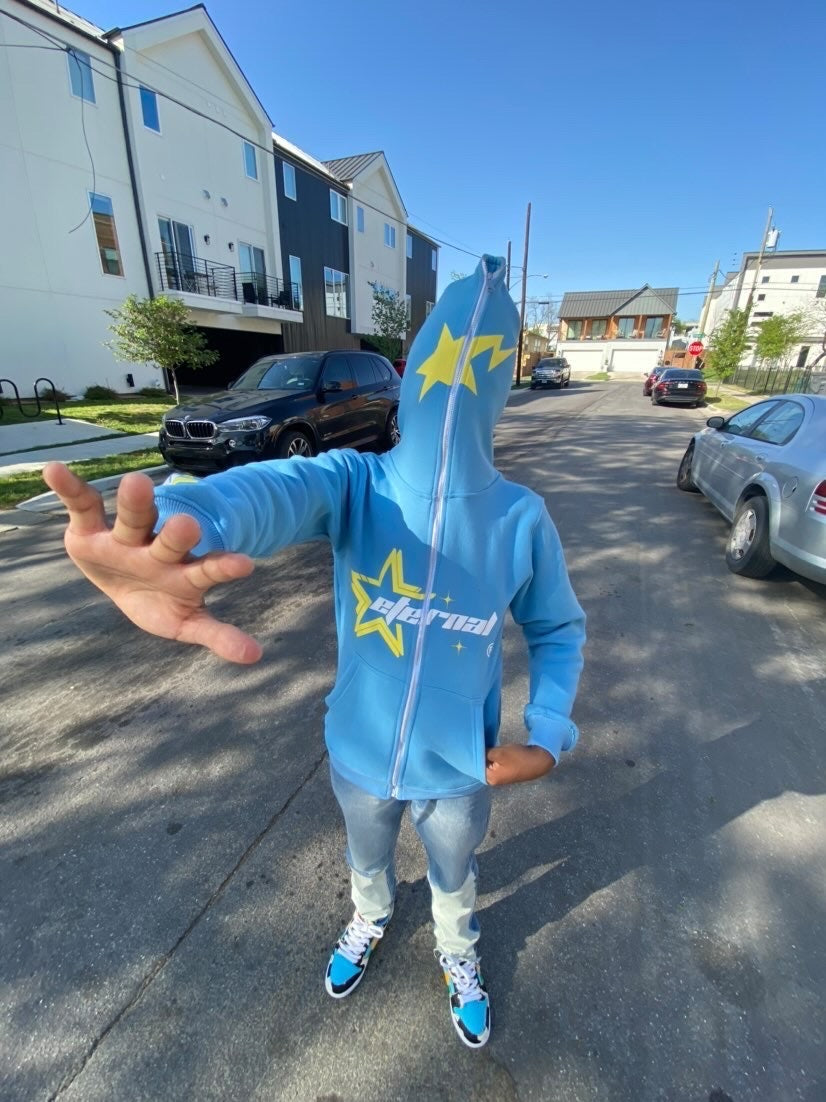 Baby blue zip online hoodie